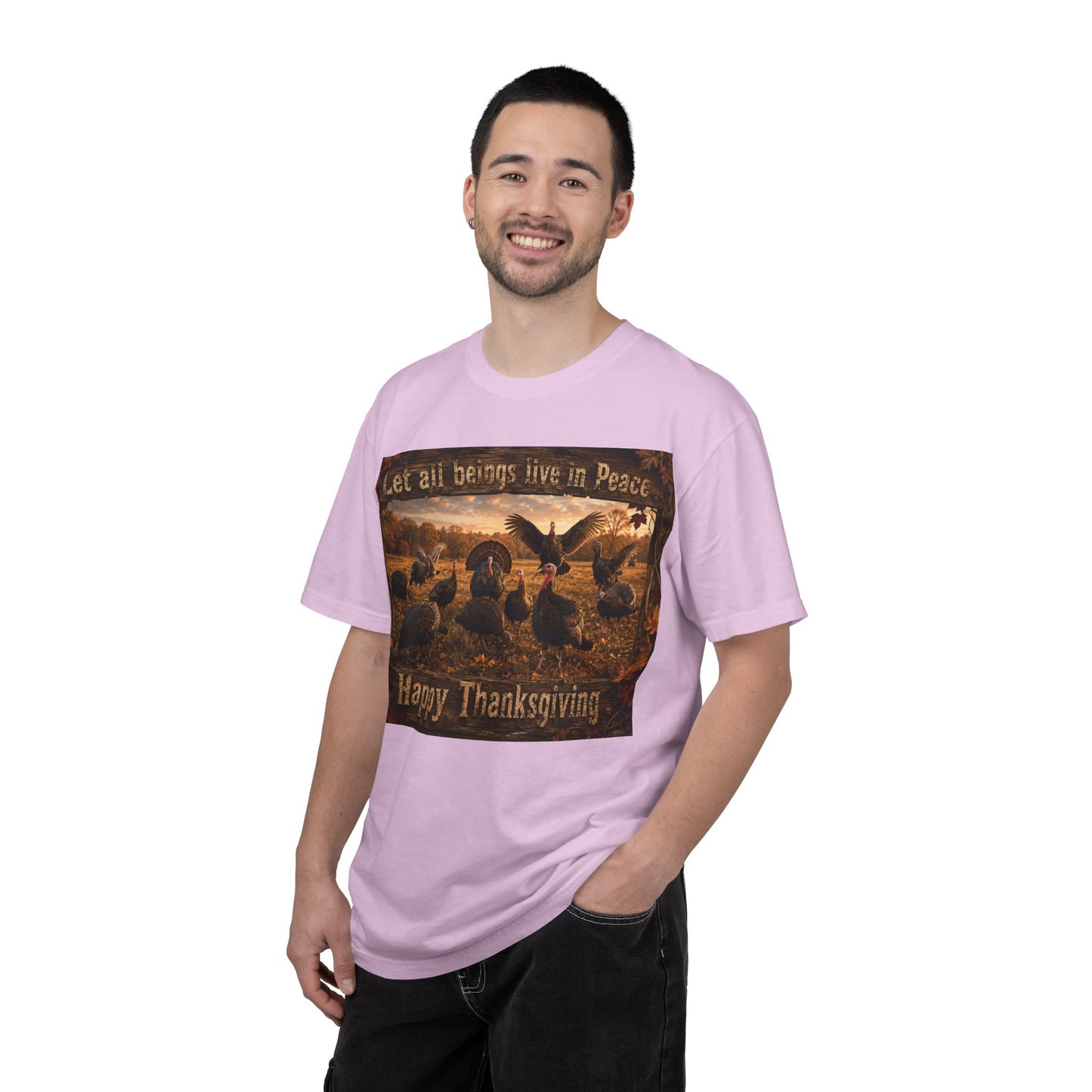 Thanksgiving Turkeys 'Let All Beings Live in Peace' T-Shirt
