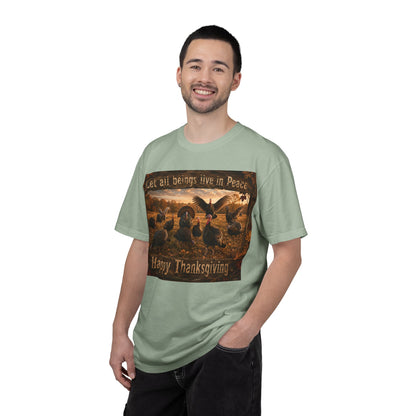 Thanksgiving Turkeys 'Let All Beings Live in Peace' T-Shirt