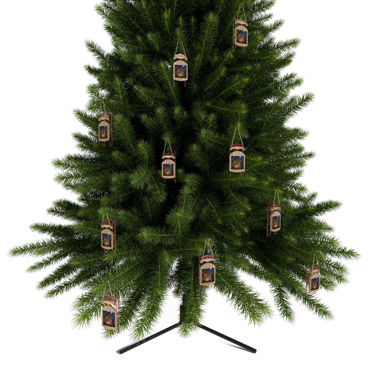Baby Jesus manger -Sled Ornament