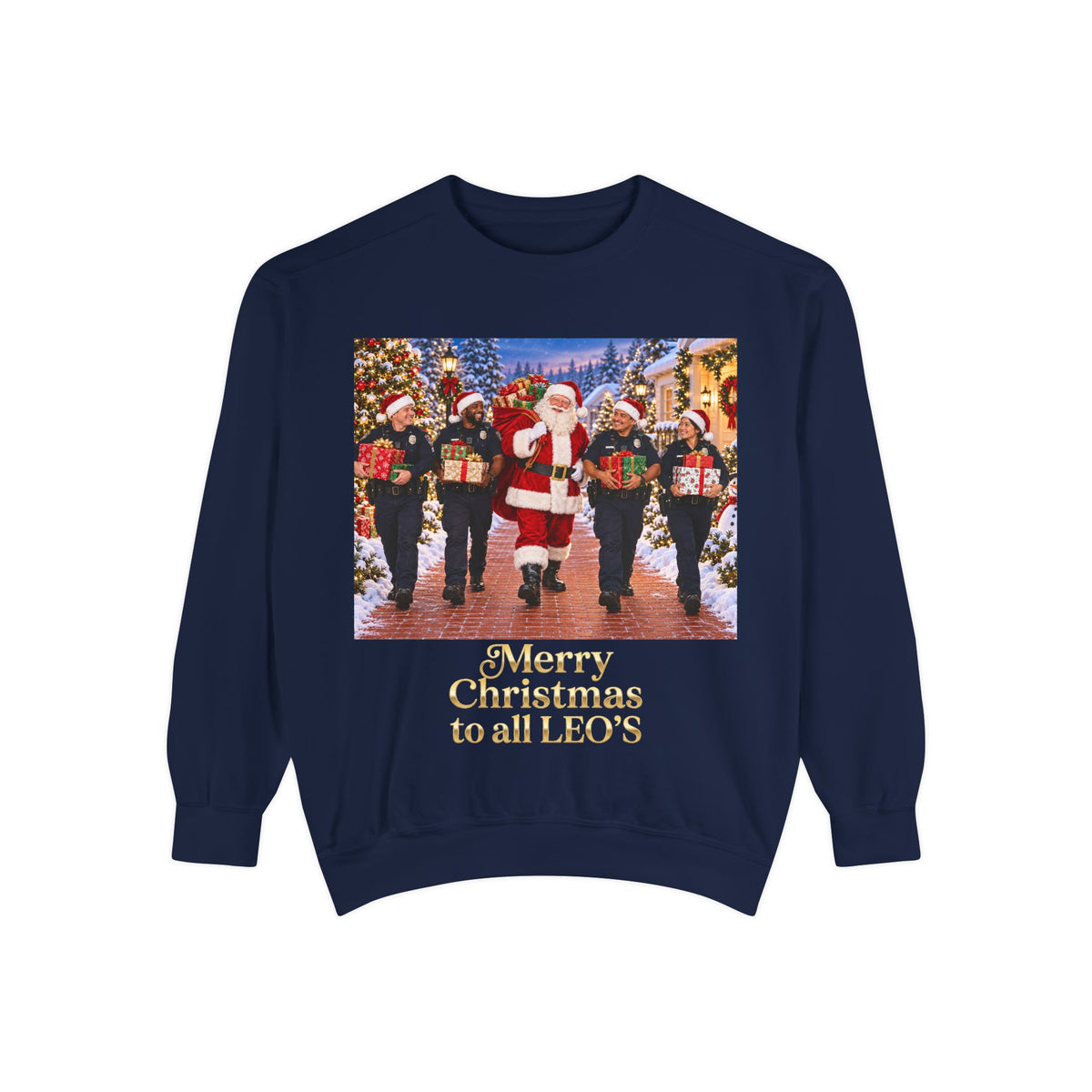 Christmas Sweatshirt — “Merry Christmas to all LEO’s” Holiday Police & Santa Crewneck