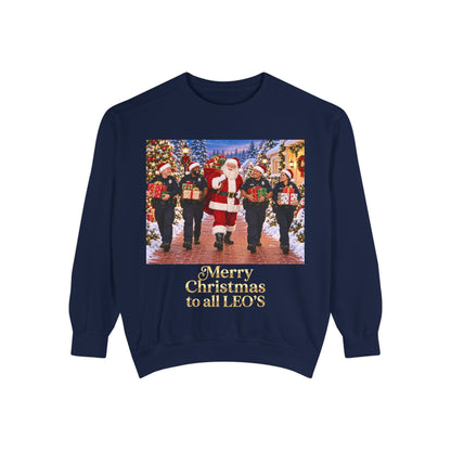 Christmas Sweatshirt — “Merry Christmas to all LEO’s” Holiday Police & Santa Crewneck