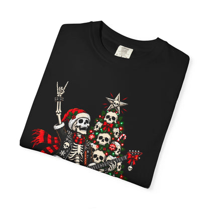 Skeleton Rocker Christmas Shirt | Skull Christmas Tree | Gothic Holiday Metal Design | Alternative Xmas Gift | Dark Christmas Tee