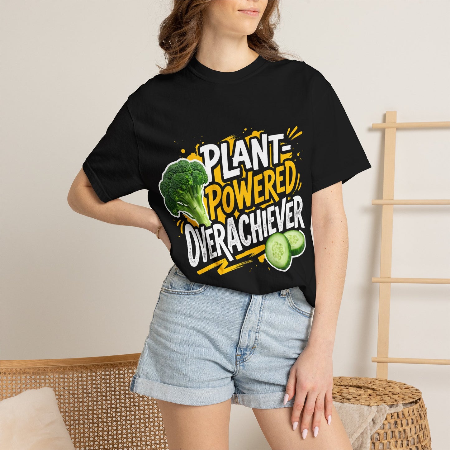 Veggie Powered T‑Shirt — Broccoli & Cucumber Plant‑Powered Graphic Tee