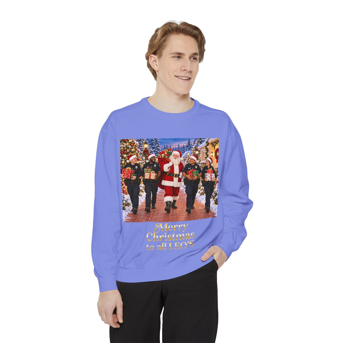 Christmas Sweatshirt — “Merry Christmas to all LEO’s” Holiday Police & Santa Crewneck