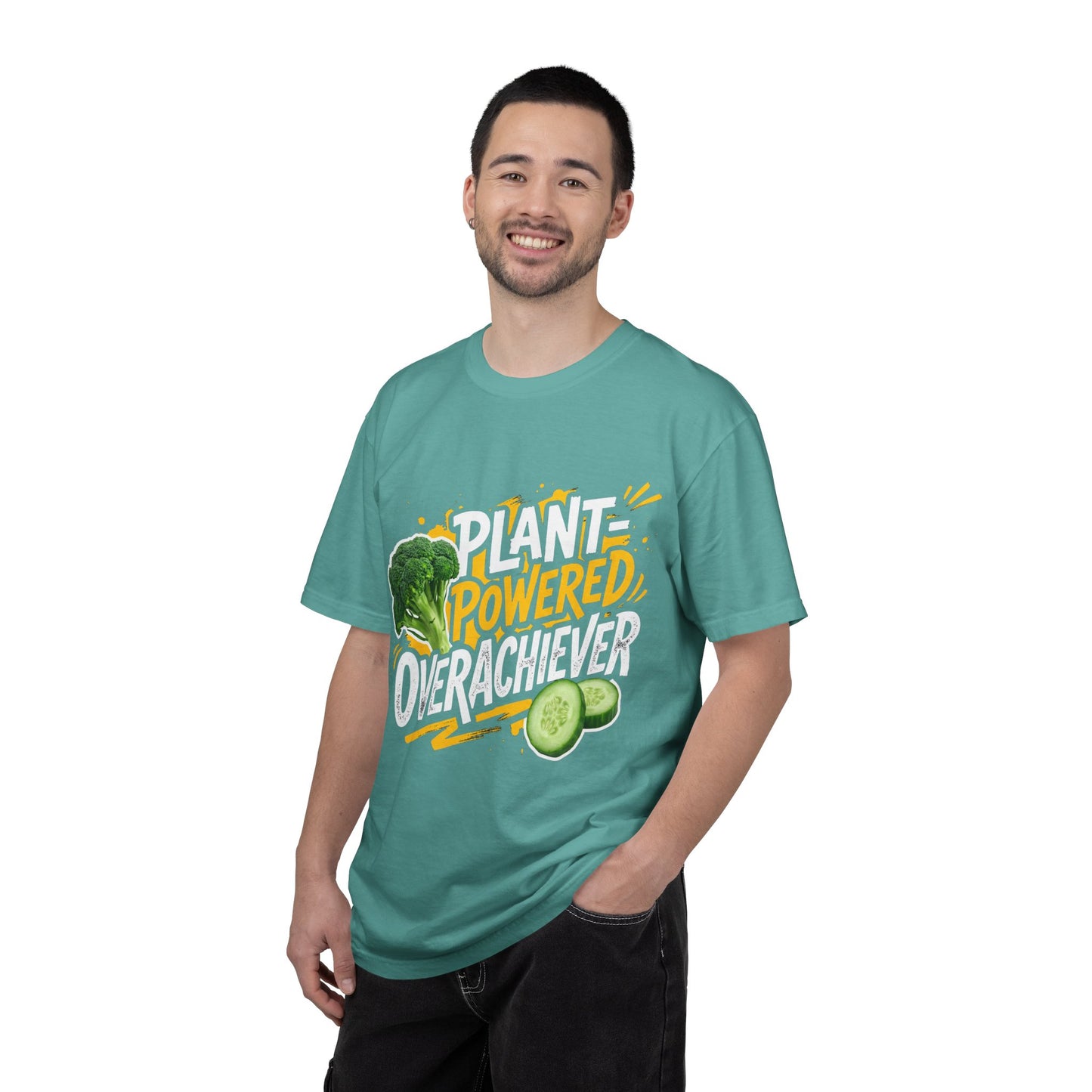 Veggie Powered T‑Shirt — Broccoli & Cucumber Plant‑Powered Graphic Tee