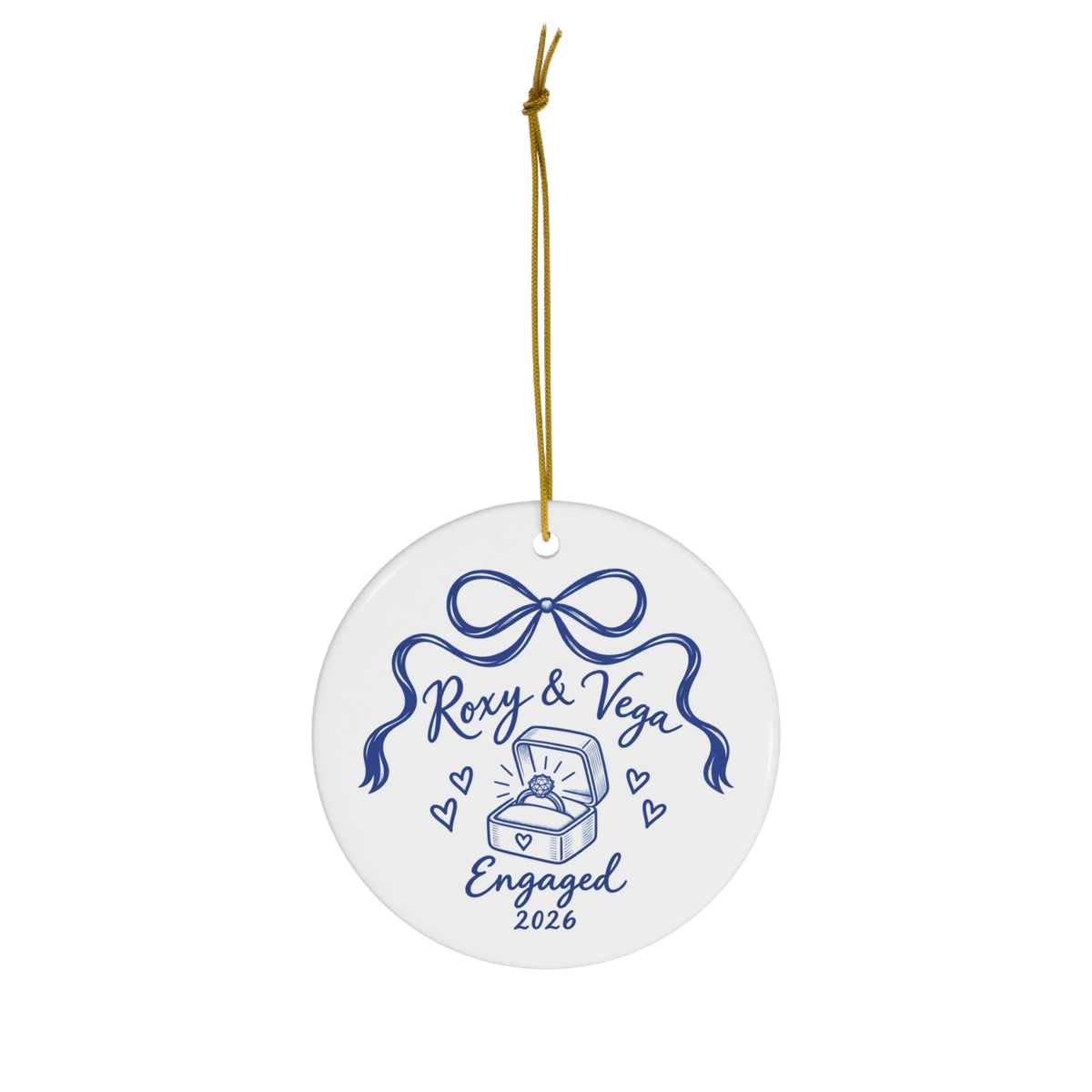 Engaged 2026 Ceramic Ornament — Personalized with your "Names & Year" - Ring Box Design
