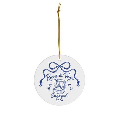Engaged 2026 Ceramic Ornament — Personalized with your "Names & Year" - Ring Box Design