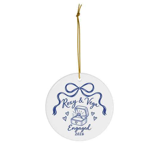 Engaged 2026 Ceramic Ornament — Personalized with your "Names & Year" - Ring Box Design