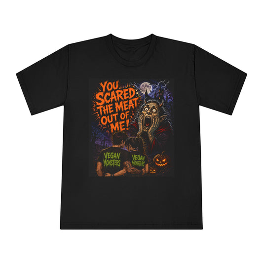 Vegan Monsters Halloween T-Shirt — "You Scared the Meat Out of Me!" Horror Graphic Tee