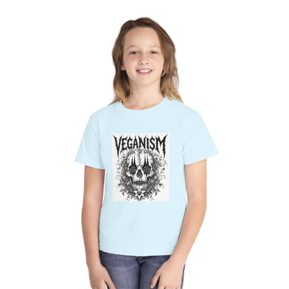 Youth Tee — 'VEGANISM' Skull Graphic Vegan Kids T‑Shirt