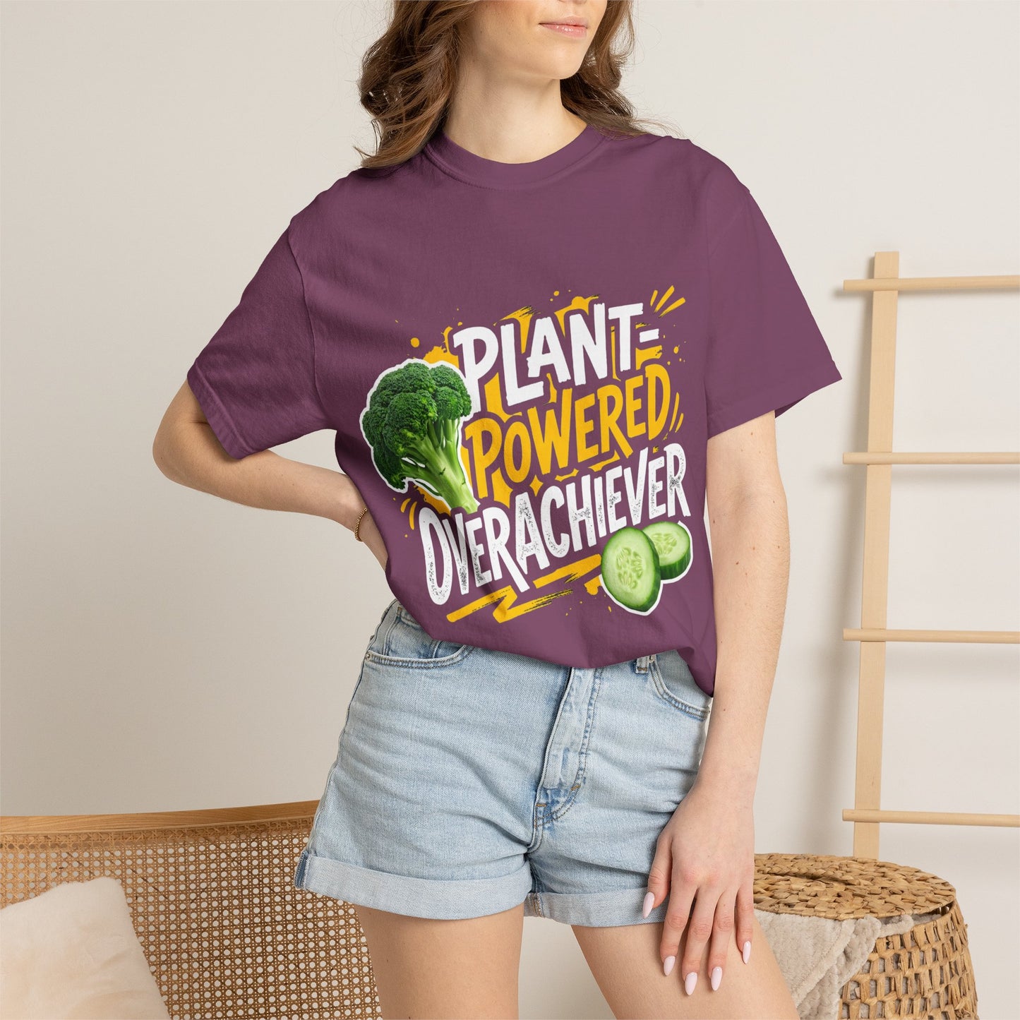 Veggie Powered T‑Shirt — Broccoli & Cucumber Plant‑Powered Graphic Tee