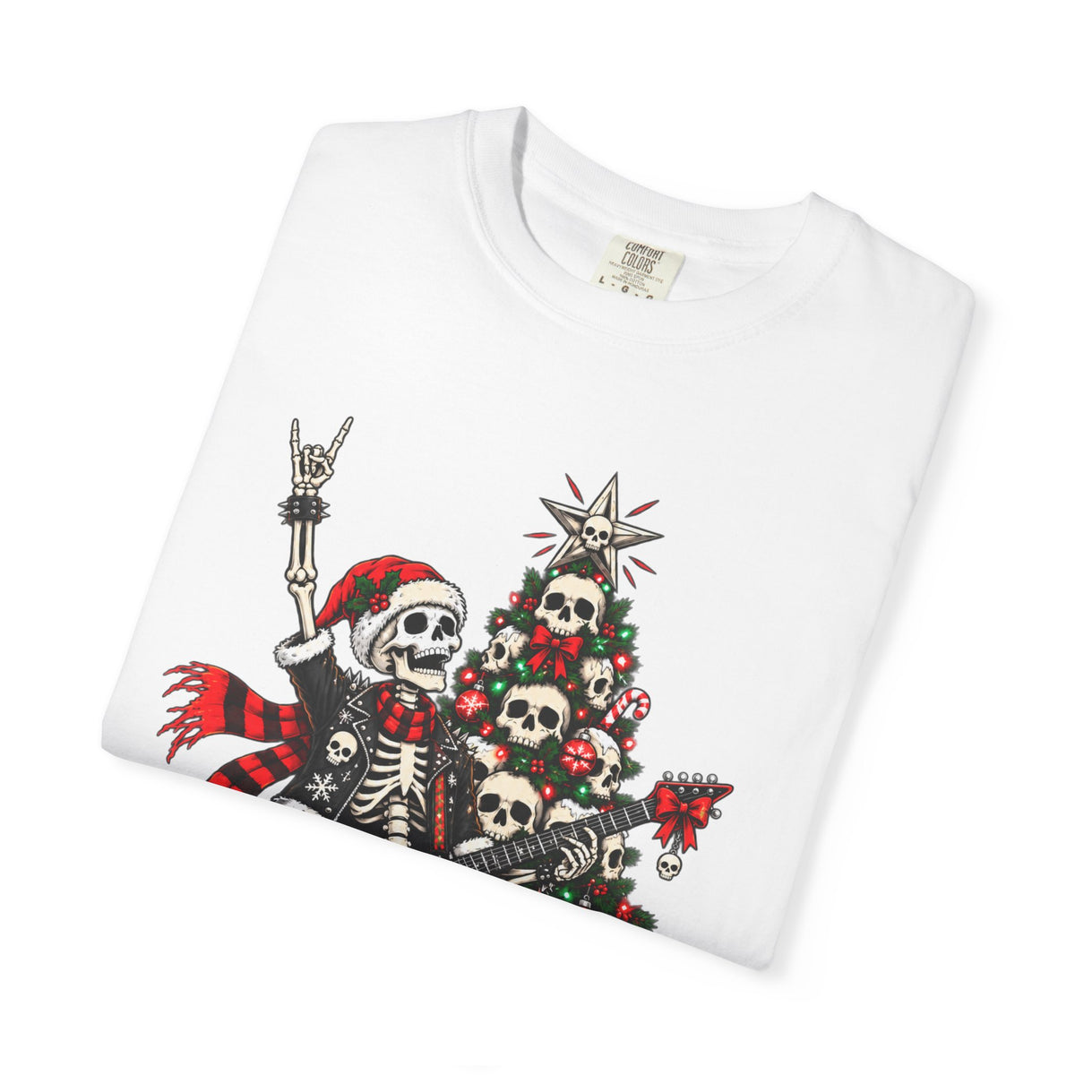 Skeleton Rocker Christmas Shirt | Skull Christmas Tree | Gothic Holiday Metal Design | Alternative Xmas Gift | Dark Christmas Tee