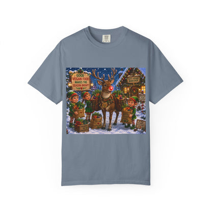 Merry Vegan Christmas T-Shirt - Rudolph & The Elves — Festive Holiday Vegan Graphic Tee