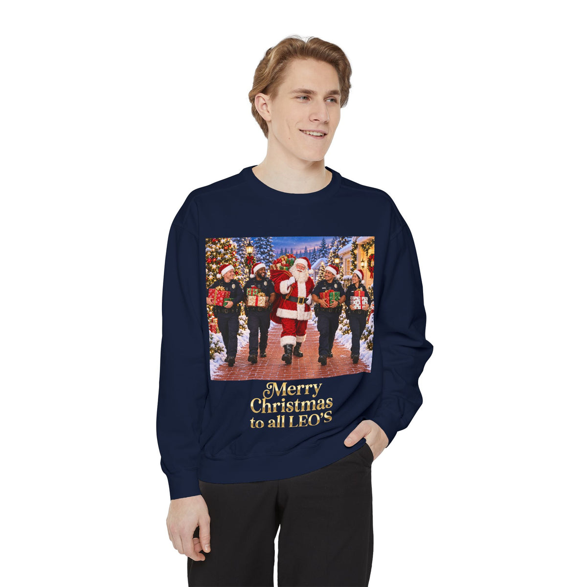 Christmas Sweatshirt — “Merry Christmas to all LEO’s” Holiday Police & Santa Crewneck