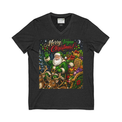 Vegan Christmas Tee — “Merry Vegan Christmas” Festive Santa & Sleigh Holiday Shirt