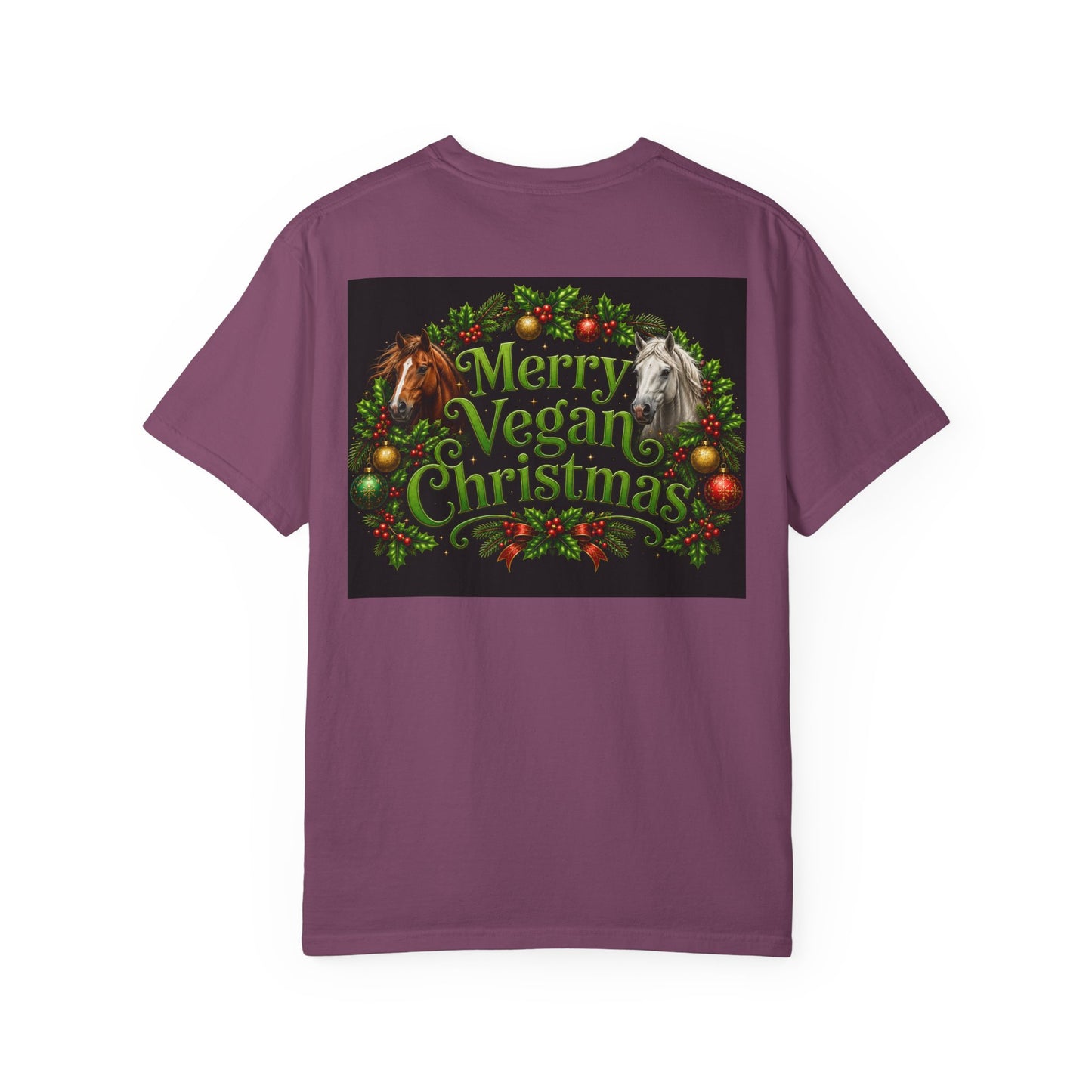 Vegan Christmas T-Shirt – "Love My Vegan Horse" Holiday Tee