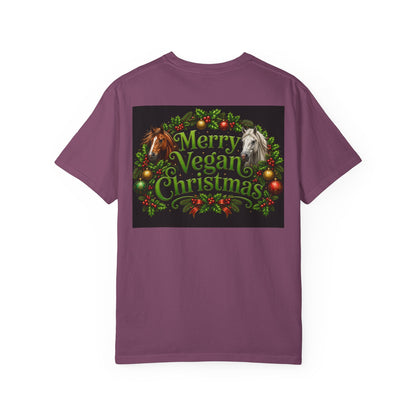 Vegan Christmas T-Shirt – "Love My Vegan Horse" Holiday Tee