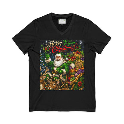 Vegan Christmas Tee — “Merry Vegan Christmas” Festive Santa & Sleigh Holiday Shirt