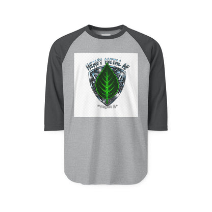 Vegan and Heavy Metal AF Crest Raglan Shirt | Vegan Pride Logo 3/4 Sleeve