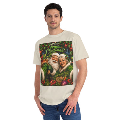 Organic  cotton Merry Vegan Christmas-Santa and Mrs Santa Selfie T-shirt