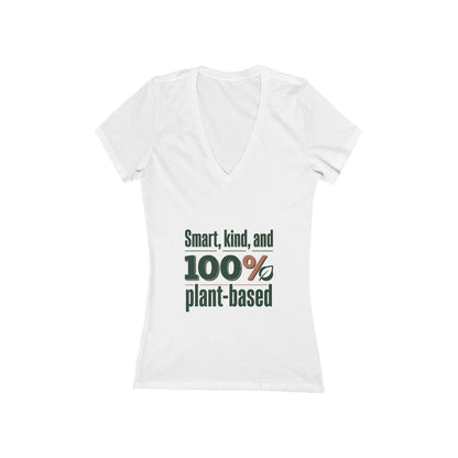 Plant-Based V-Neck Tee — "Smart, Kind, and 100% Plant-Based"