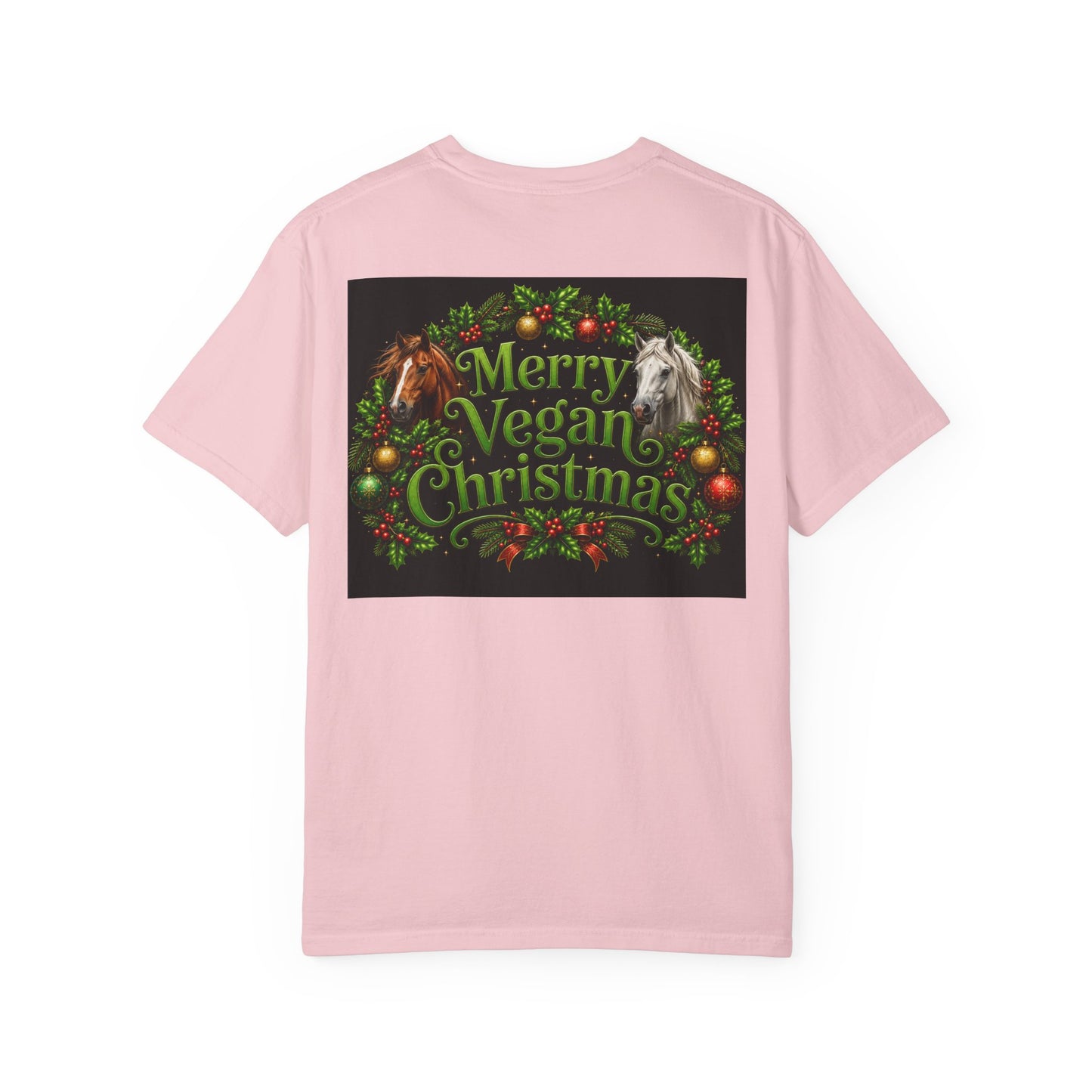 Vegan Christmas T-Shirt – "Love My Vegan Horse" Holiday Tee