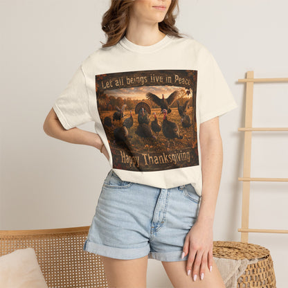 Thanksgiving Turkeys 'Let All Beings Live in Peace' T-Shirt