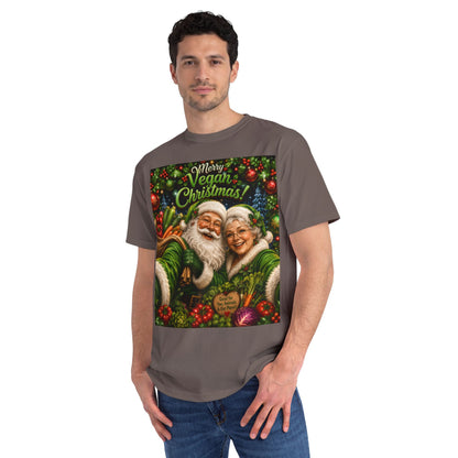 Organic  cotton Merry Vegan Christmas-Santa and Mrs Santa Selfie T-shirt