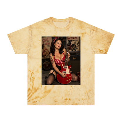 Pinup Guitarist Vintage Tee – Retro Rockabilly Photo T-Shirt
