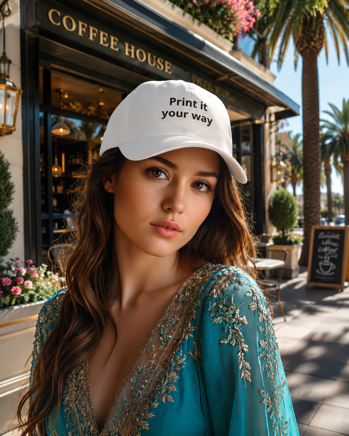 Classic Dad Cap — White Embroidered "Print it your way" Baseball Hat