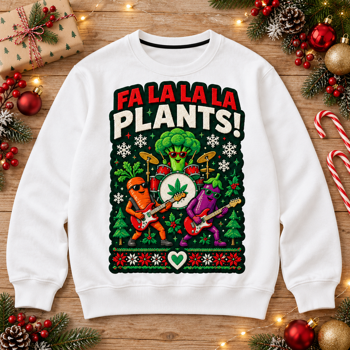 Ugly Christmas Sweater — “Fa La La La Plants!” Holiday Crewneck
