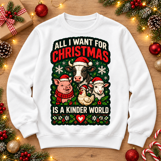 Christmas Crew Neck Ugly Sweater – All I Want for Christmas Is a Kinder World