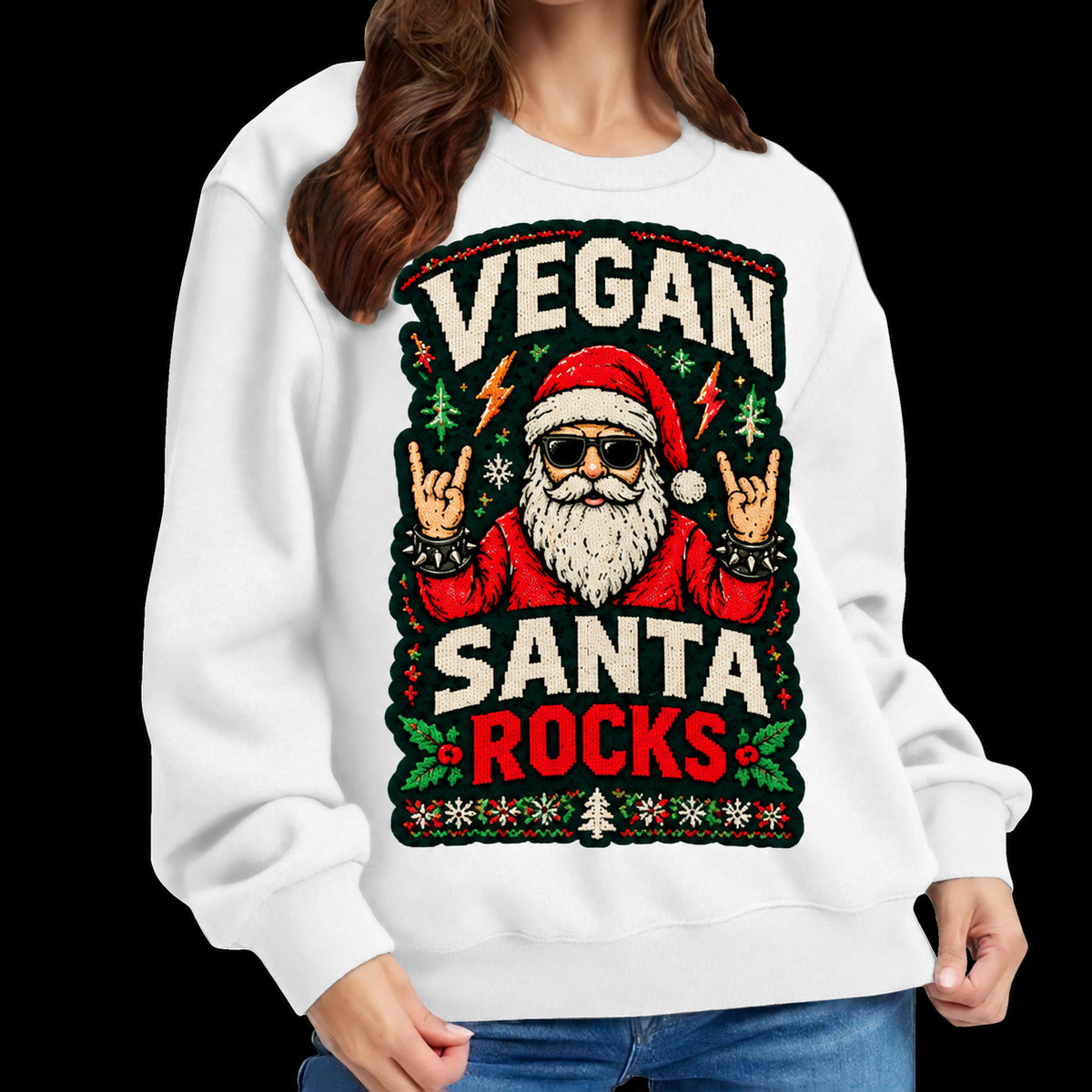 Vegan Santa Rocks UGLY Christmas Sweater