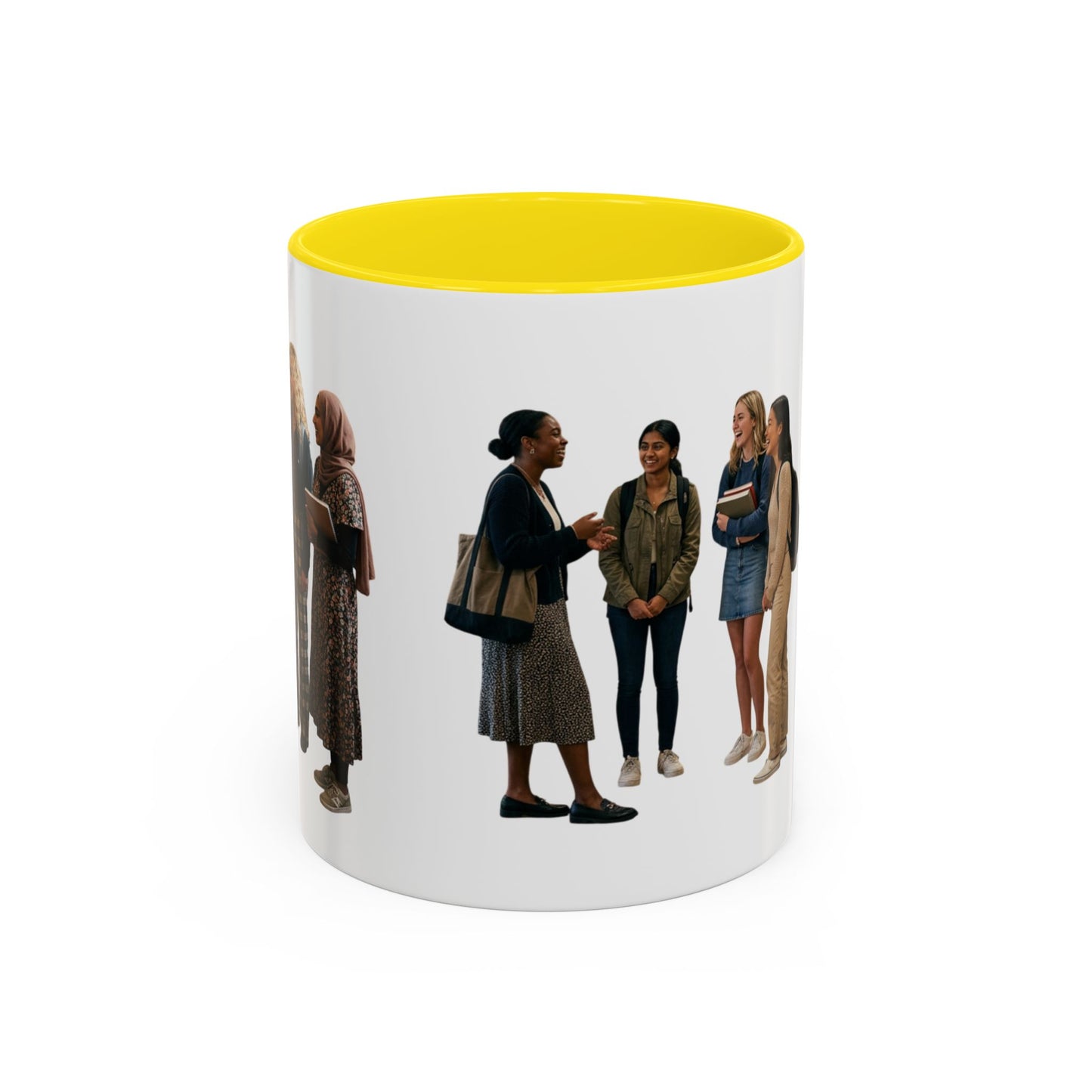 College Students Coffee Mug — Diverse Campus People Accent Mug (11/15oz)