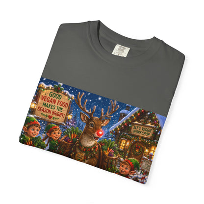 Merry Vegan Christmas T-Shirt - Rudolph & The Elves — Festive Holiday Vegan Graphic Tee