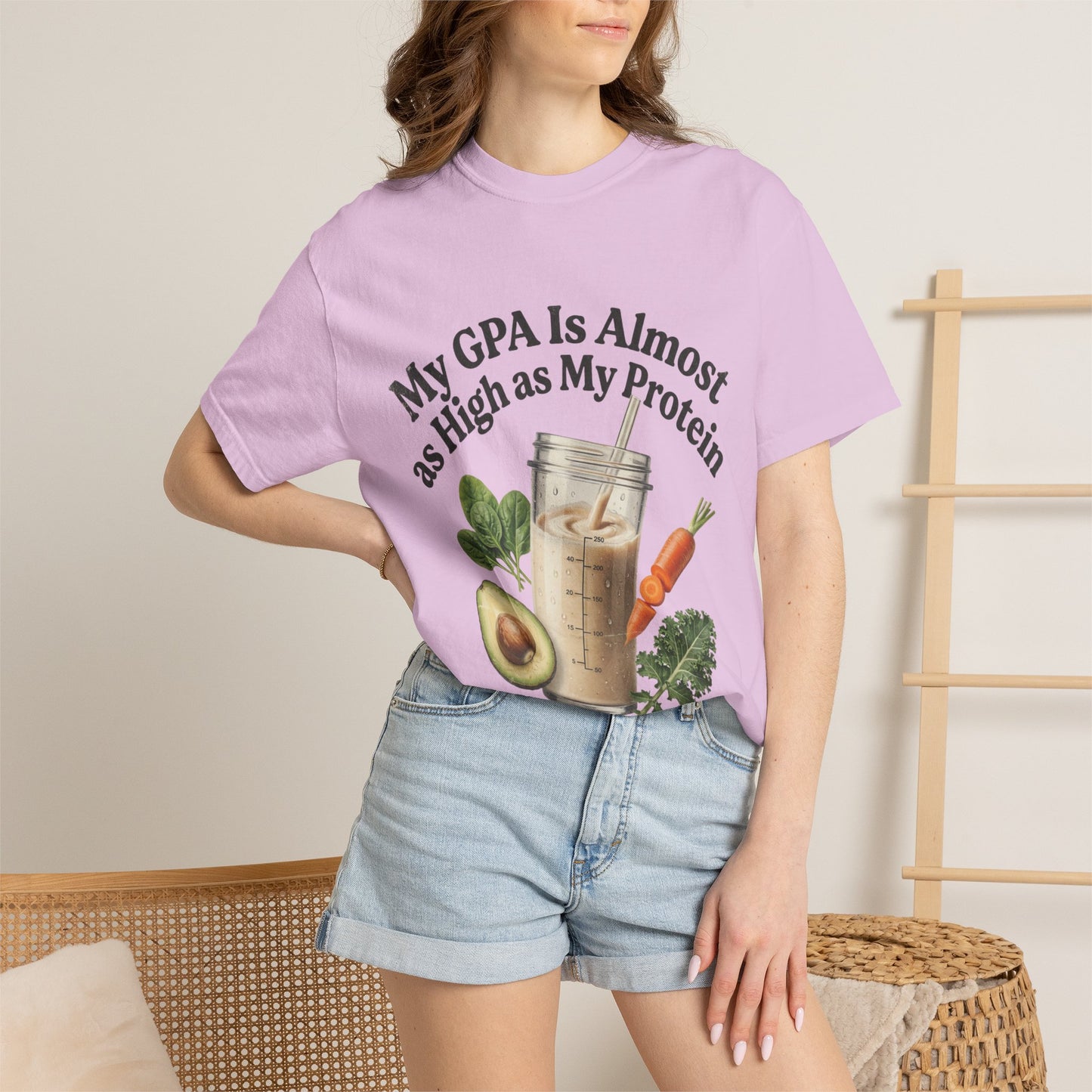 T-Shirt — "My GPA Is Almost as High as My Protein" Smoothie Graphic