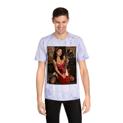 Pinup Guitarist Vintage Tee – Retro Rockabilly Photo T-Shirt