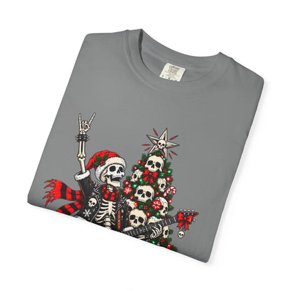 Skeleton Rocker Christmas Shirt | Skull Christmas Tree | Gothic Holiday Metal Design | Alternative Xmas Gift | Dark Christmas Tee