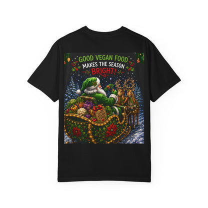 Merry Vegan Christmas T-Shirt — 'Good Vegan Food Makes the Season Bright' Holiday Tee