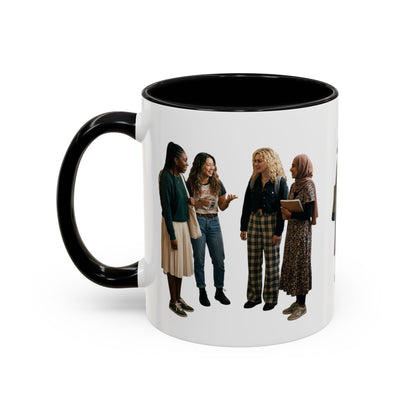 College Students Coffee Mug — Diverse Campus People Accent Mug (11/15oz)