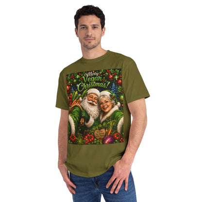 Organic  cotton Merry Vegan Christmas-Santa and Mrs Santa Selfie T-shirt