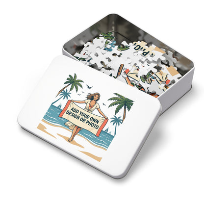 Custom Photo Jigsaw Puzzle with Keepsake Tin