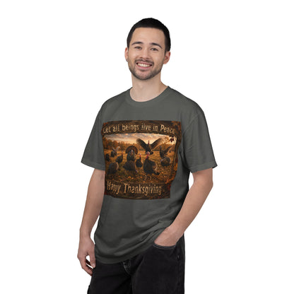 Thanksgiving Turkeys 'Let All Beings Live in Peace' T-Shirt