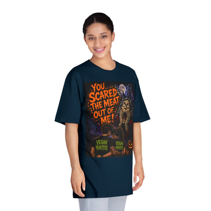 Vegan Monsters Halloween T-Shirt — "You Scared the Meat Out of Me!" Horror Graphic Tee