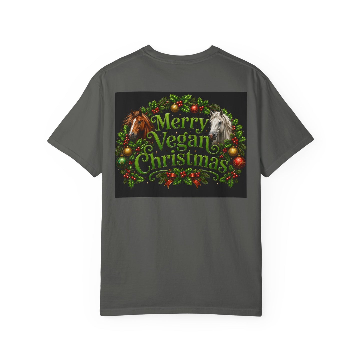 Vegan Christmas T-Shirt – "Love My Vegan Horse" Holiday Tee