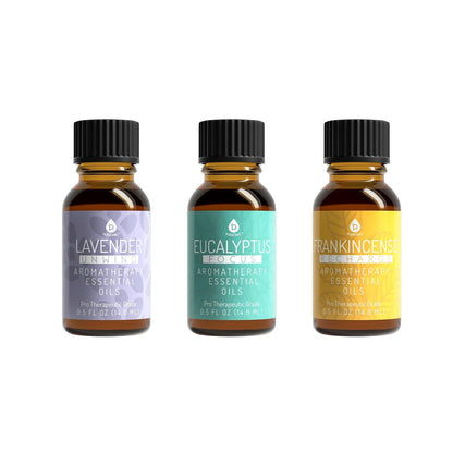3 Pack Aromatherapy Essential oils (Lavender, Eucalyptus, Frankincense) - ConsciousValues