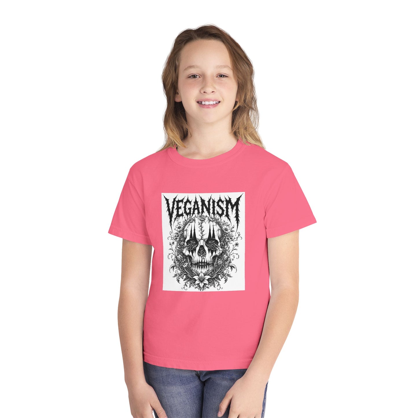 Youth Tee — 'VEGANISM' Skull Graphic Vegan Kids T‑Shirt