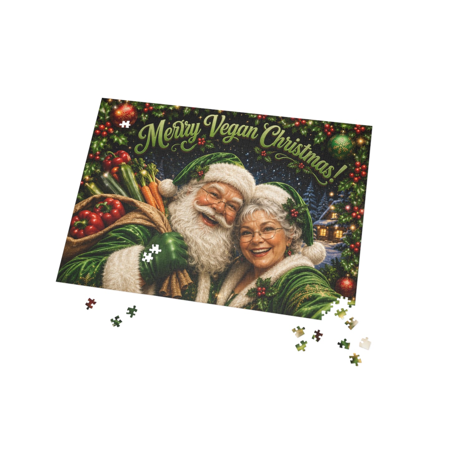 Merry Vegan Christmas Santa & Mrs Claus Puzzle | Holiday Jigsaw