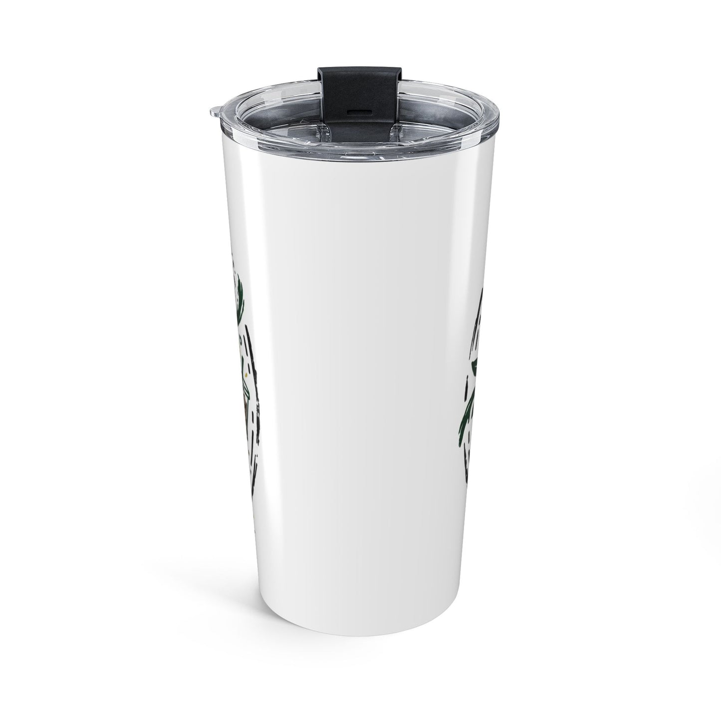 20oz Insulated Coffee Tumbler — “Powered by Plants, Iced Coffee, and Academic Panic”