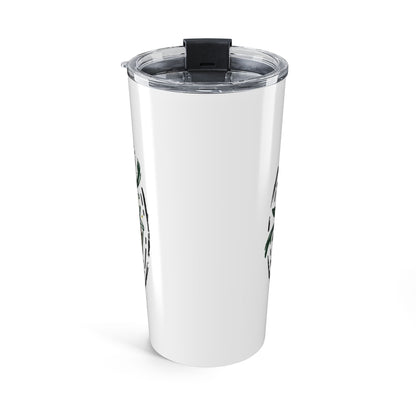 20oz Insulated Coffee Tumbler — “Powered by Plants, Iced Coffee, and Academic Panic”